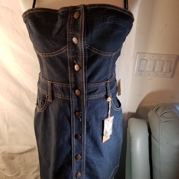 Wax Jean Dresses & Skirts - COPY - NWT Wax Jeans Bustier Denim Dress LG